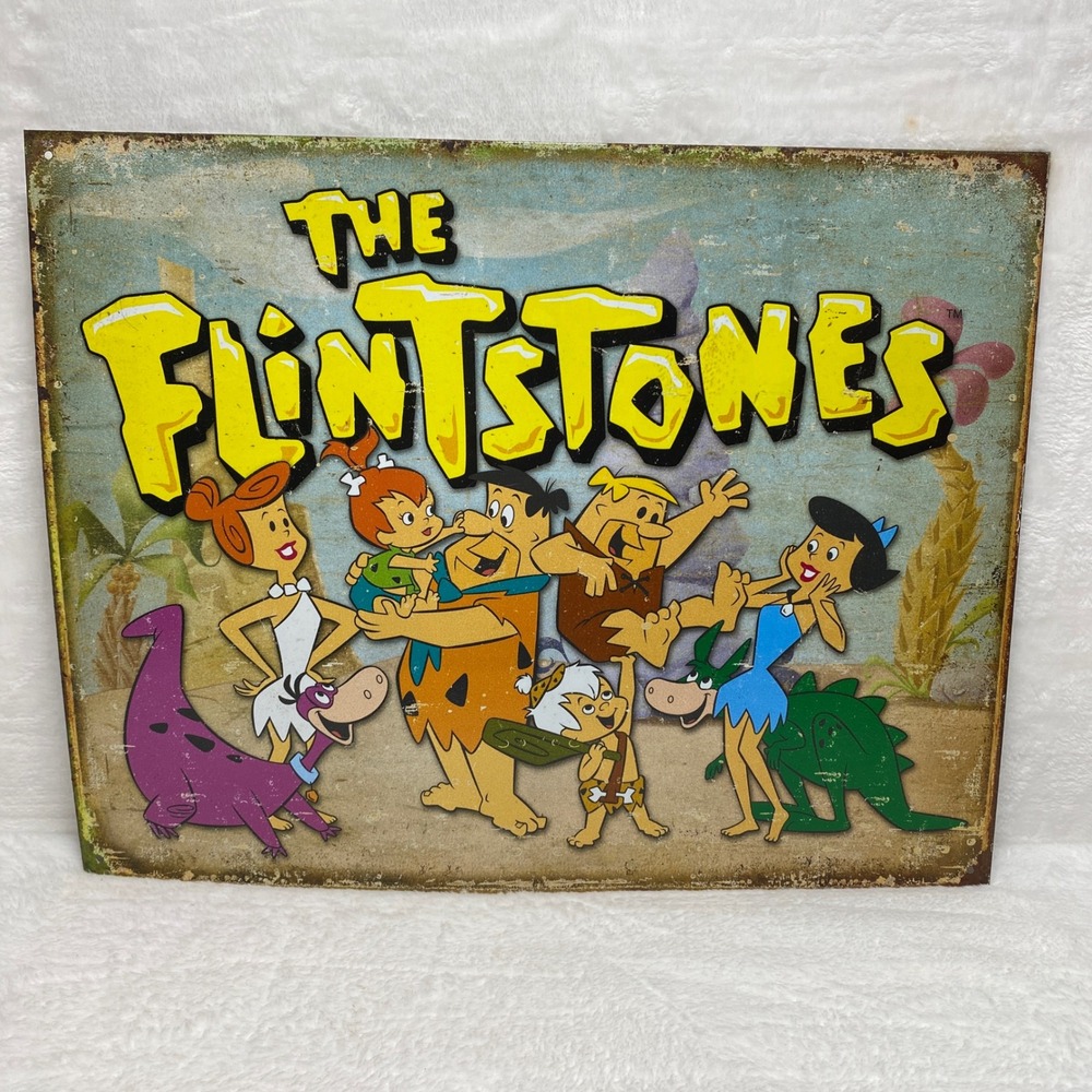 Flintstones Metal Sign Retro Cartoon TV Show Decor Made USA Bar Home Decor‎